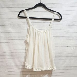 aerie Cream Crochet-Trim Tank Top